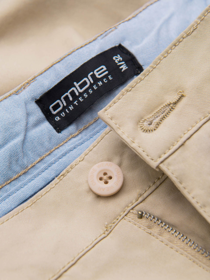 Men's chinos shorts with contrasting turn-up - sand V10 W421