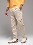 Pantalon sport tricotat pentru bărbați cu buzunare cargo - crem V1 OM-PAJO-0199