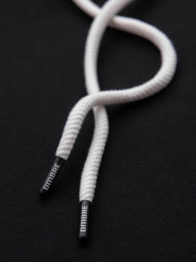 Vyriškas kengūros tipo džemperis su gobtuvu - juodas V5 OM-SSBN-0177