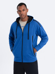 Men's unbuttoned hooded sweatshirt - blue V5 OM-SSZP-22FW-006