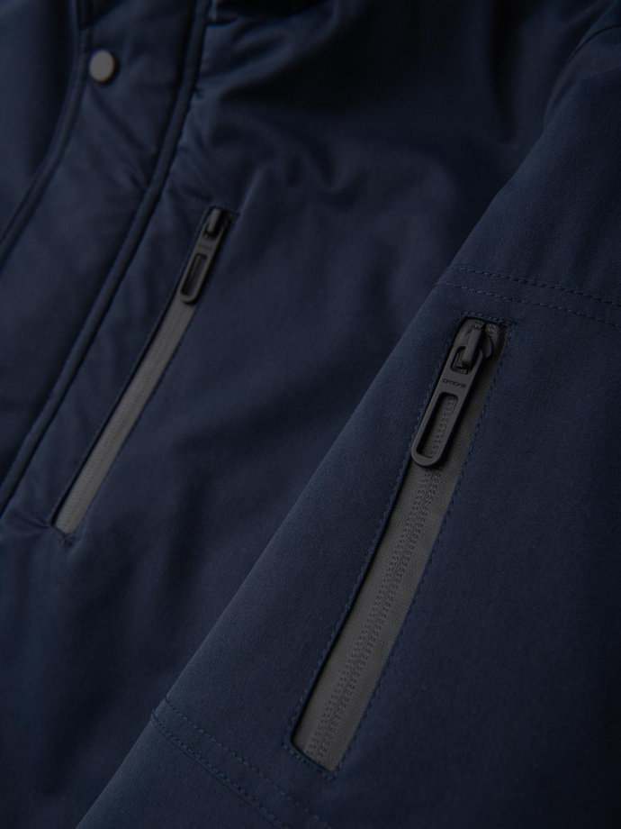 Pánska zateplená prešívaná bunda s raglánovými rukávmi - faded purple V6 OM-JAHP-0302