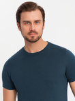 Set of men's BASIC cotton shirts with round neckline - black/gray/sand V7 OM-TSBS-0232