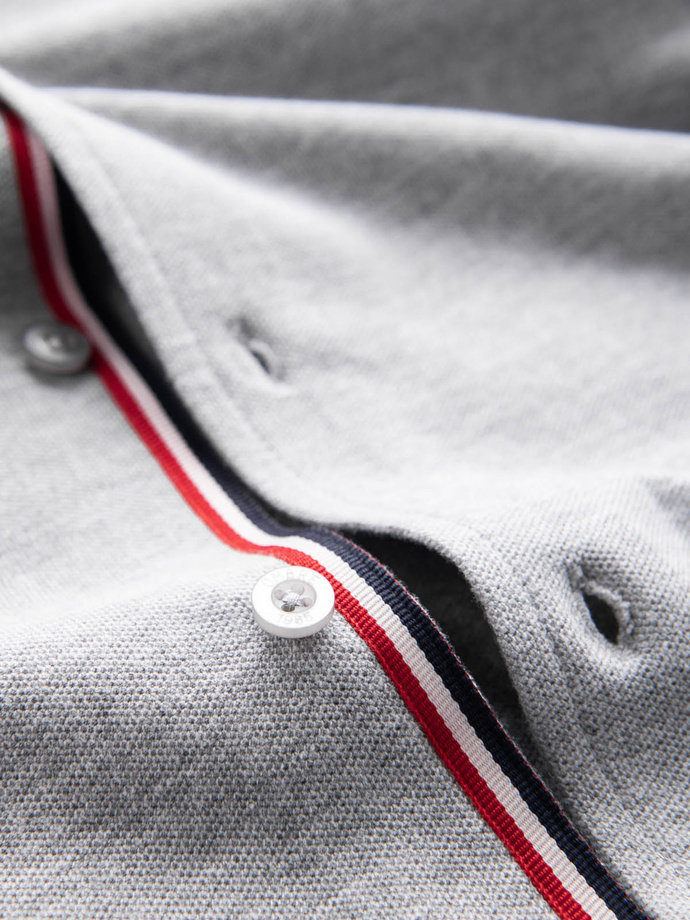 Pánska bavlnená košeľa SLIM FIT s golierom a farebnými pruhmi - sivá V5 OM-SHCS-0178