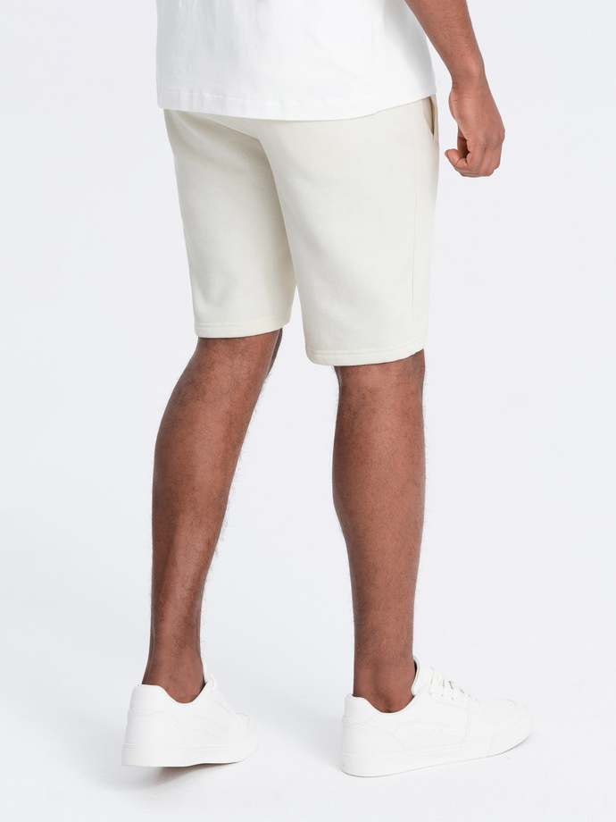 Men's pre-knee BASIC sweat shorts - cream V5 OM-SRBS-0149