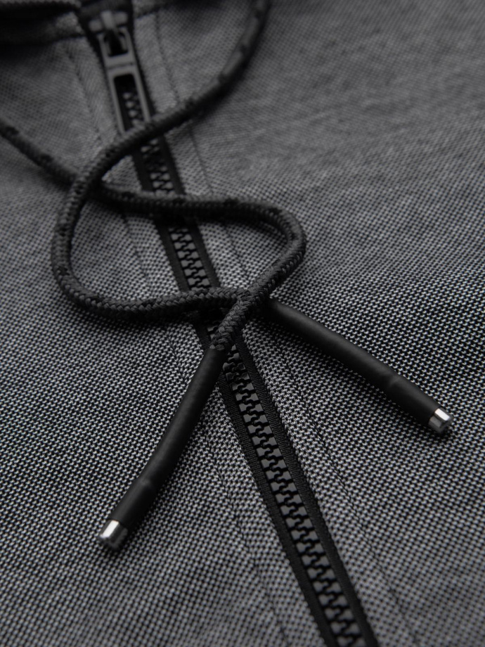 Men's softly structured hooded sweatshirt - black V1 OM-SSZP-0191