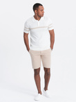 Men's structured knit shorts with chino pockets - beige V2 OM-SRCS-0128