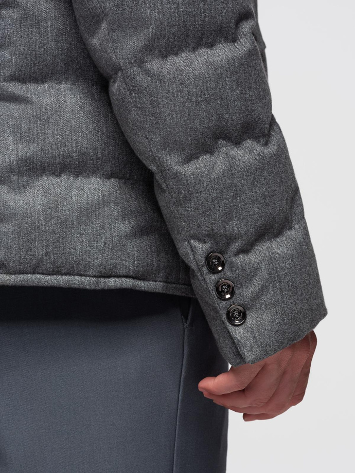 Men's jacket with a jacket cut with a fleece lining - gray V1 OM-JALP-0170 
