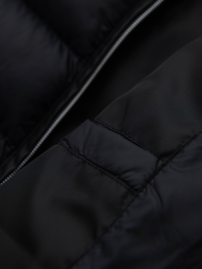 Vyriška dygsniuota klasikinė striukė su atsegama apykakle - juoda V1 OM-JALP-0261