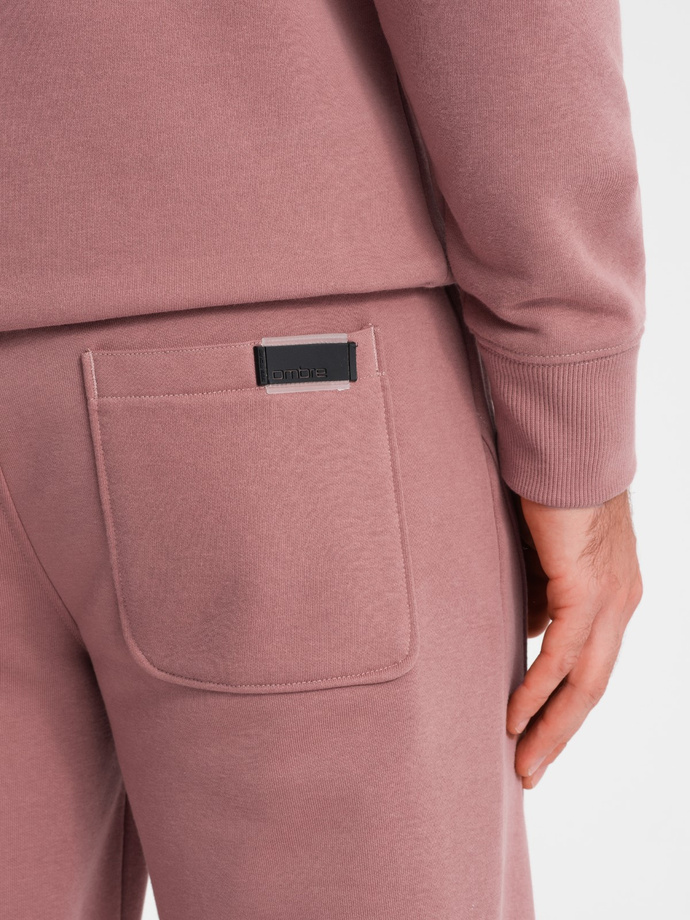 Set trening pentru bărbați BASIC tricoul kangaroo + pantaloni de jogging - roz închis V4
