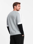 Tri-color men's sweatshirt with raglan sleeves - gray V1 OM-SSNZ-22FW-003