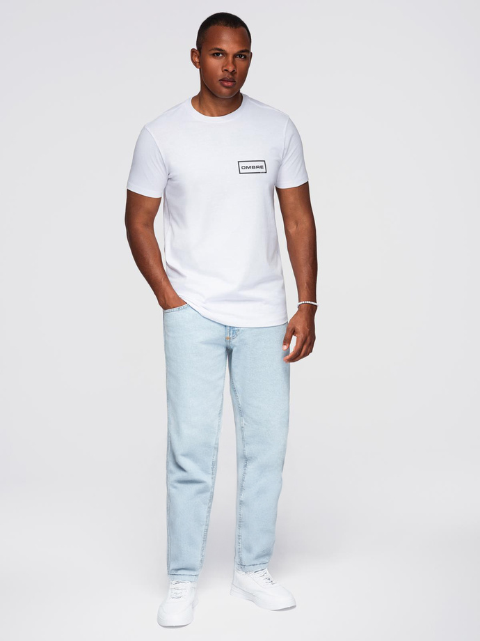 Tricou tricotat imprimat cu croială REGULARĂ pentru bărbați - alb V1 OM-TSPT-0231