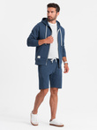 Men's sweatshirt set unbuttoned sweatshirt + shorts - dark blue V4 Z76