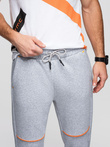 Pantaloni de trening pentru bărbați cu cusături contrastante - gri melange V3 OM-PASK-0145