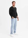 Men's unprinted longsleeve with a crew neckline - black V6 OM-LSBL-0108