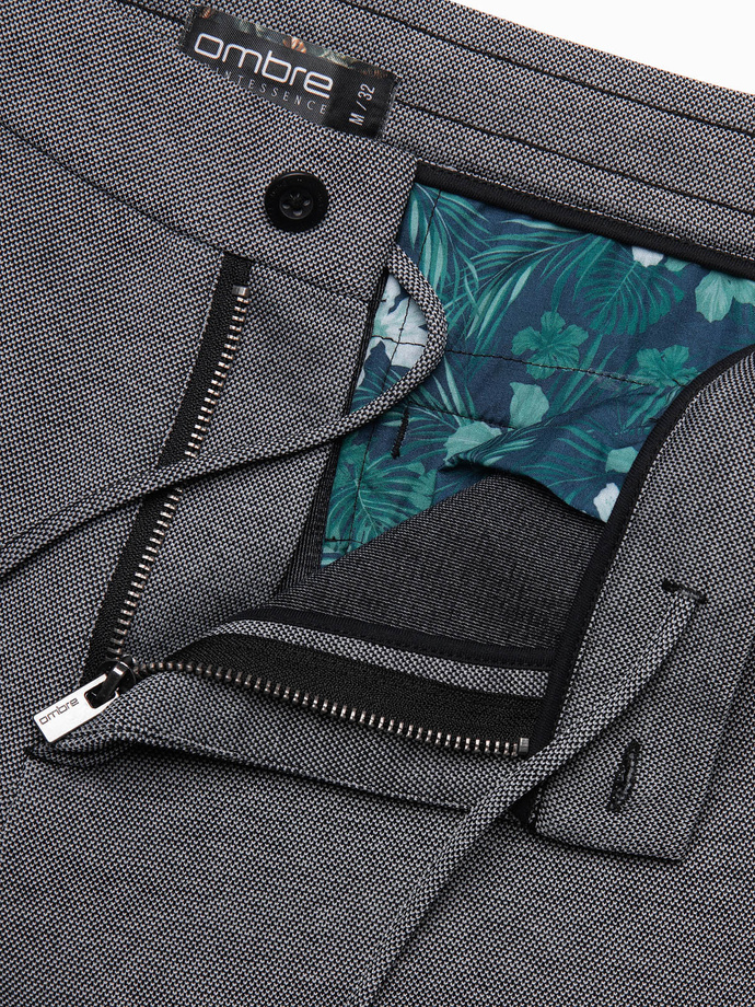 Pantaloni scurți bărbătești din tricot melange bicolor - negru V2 OM-SRCS-0127