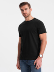 Tricou clasic din bumbac pentru bărbați BASIC - negru V1 OM-TSBS-0146