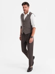 Elegantná pánska vesta SLIM FIT v rybej kosti - grafitová V2 OM-BLZV-0143