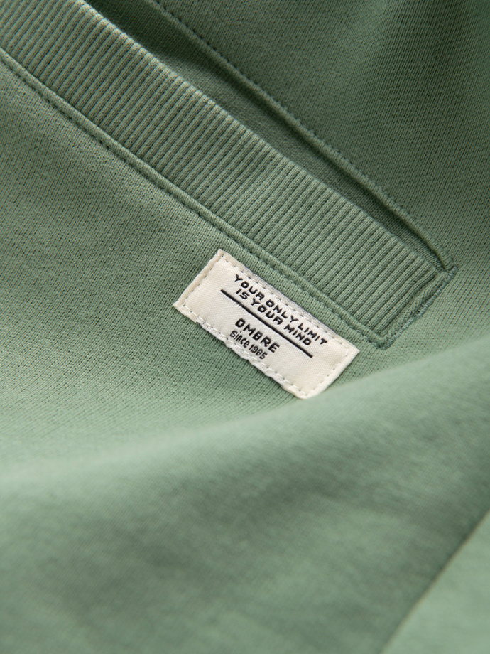 Pantaloni scurți tricotați pentru bărbați cu cordon în talie și buzunare - verde V3 OM-SRBS-0139