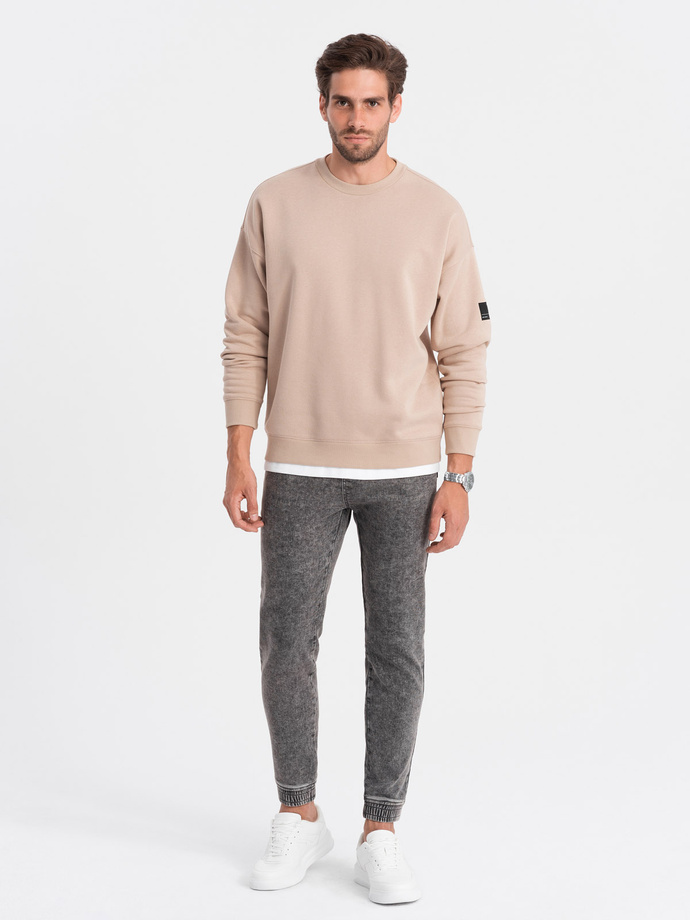 Pantaloni JOGGERY din denim marmorat pentru bărbați - gri V3 OM-PADJ-0133