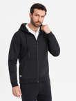 Unzipped hoodie sweatshirt in streetwear style - black V3 OM-SSZP-0213