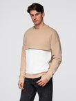 Men's OVERSIZE sweatshirt with contrasting color combination - beige V2 OM-SSNZ-0130