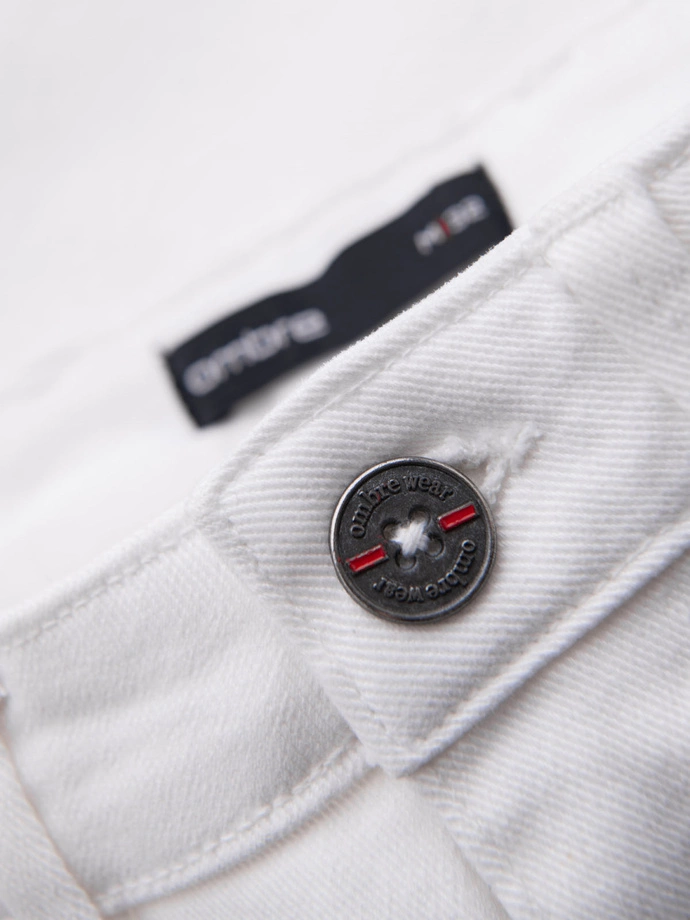 Men's denim classic shorts with rolled up leg - white V1 OM-SRDS-0162