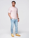 Pantaloni JOGGERS din denim cu efect de spălare pentru bărbați - albastru deschis V1 OM-PADJ-0267