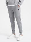 Men's sweatpants with ottoman fabric inserts - gray V5 OM-PASK-0127