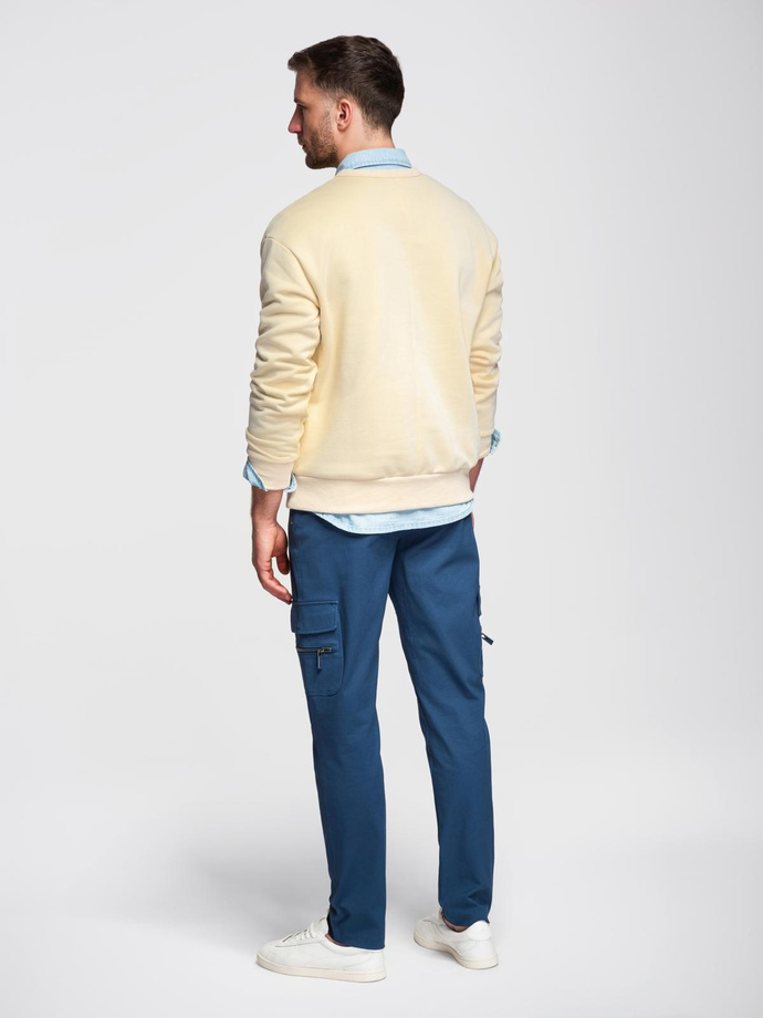 Vyriškos krovininės kelnės STRAIGHT LEG su užtrauktukais - tamsiai mėlynos V1 OM-PACG-0204