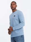 Men's non-stretch sweatshirt with metal pin - blue V3 OM-SSNZ-0136