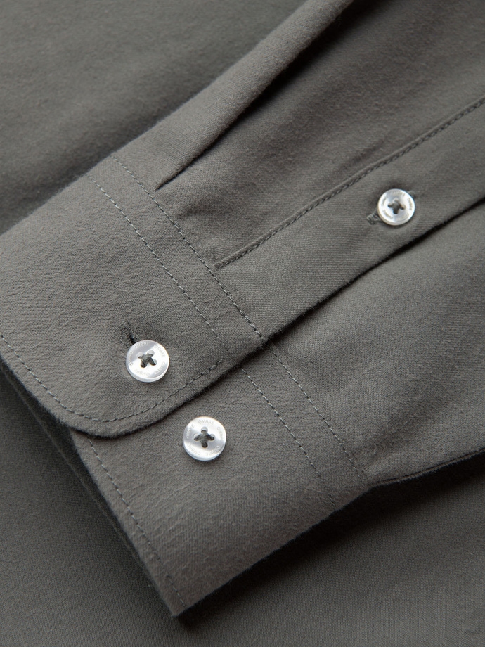 Pánská košile klasického regular fit střihu - khaki V4 K694