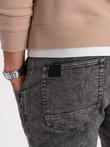 Pánske nohavice JOGGERY z mramorovaného denimu - sivé V3 OM-PADJ-0133