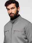 Men's biker jacket with pockets and collar - grey V3 OM-JALP-0157