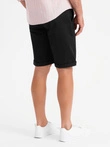 Vyriški klasikiniai chino šortai su užlenktomis kojomis - juodi V9 OM-SRCS-0197