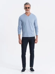 Men's unprinted longsleeve with a crew neckline - blue denim V9 OM-LSBL-0108 