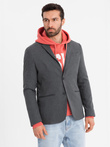 Elegant men's blazer with decorative buttons on cuffs - graphite V1 OM-BLZB-0114