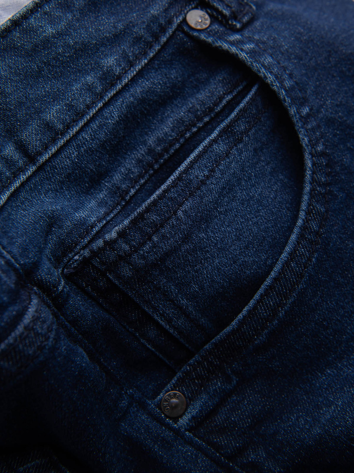 Vyriški džinsiniai trumpi šortai su skylutėmis - tamsiai mėlyni V3 OM-SRDS-0146