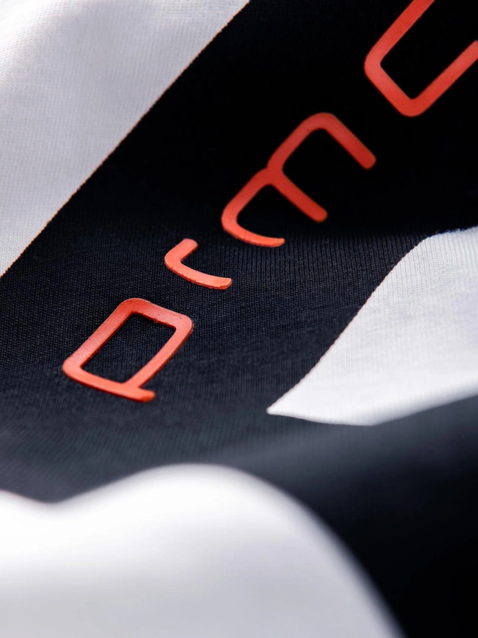 Men's cotton t-shirt with contrasting two-tone print - white V2 OM-TSPT-0219