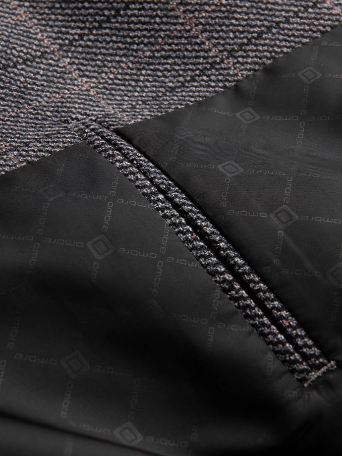 Men's jacquard blazer in delicate check - graphite V1 OM-BLZB-0119