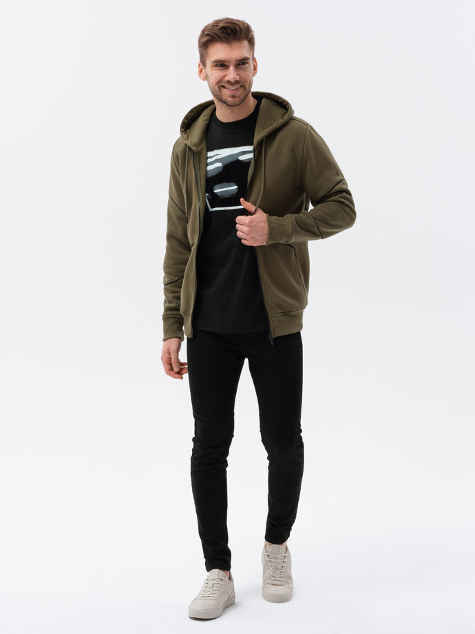 Men's zip-up sweatshirt - dark olive V4 B1421