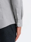 Pánska košeľa SLIM FIT z ozdobnej tkaniny s vreckom - sivá V2 OM-SHCS-0174