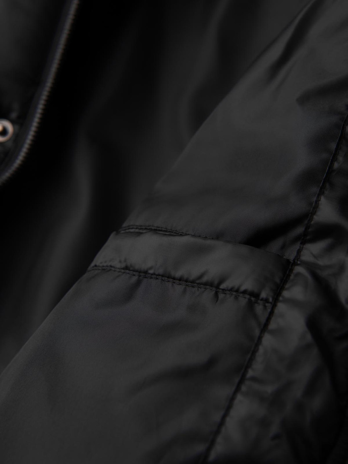 Men's hooded jacket with geometric diamond quilting - black V1 OM-JAHP-0237