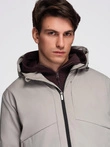 Men's lightweight jacket with mesh lining and hood - gray V6 C640