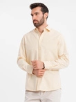 Cămașă oxford elegantă pentru bărbați cu broderie și buzunar - albastru V1 OM-SHOS-0173