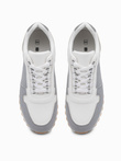 Patchwork men's shoes sneakers with combined materials - white and gray V3 OM-FOSL-0144