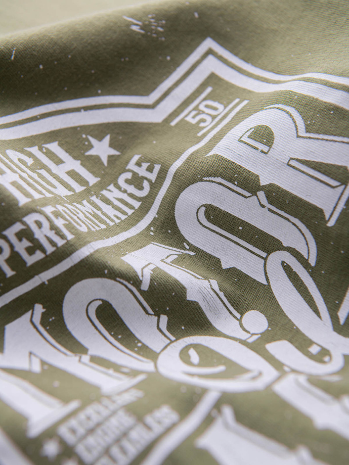 Men's motorcycle style printed t-shirt - olive V2 OM-TSPT-0125