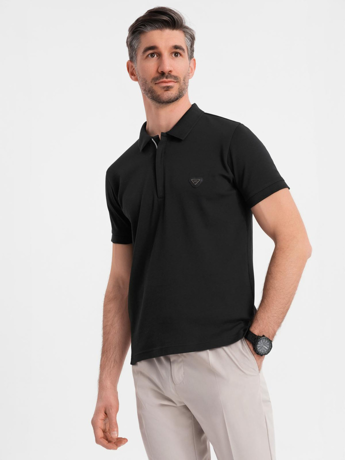 Pánská polokošile s výstřihem na zip - černá V6 OM-POSS-0148