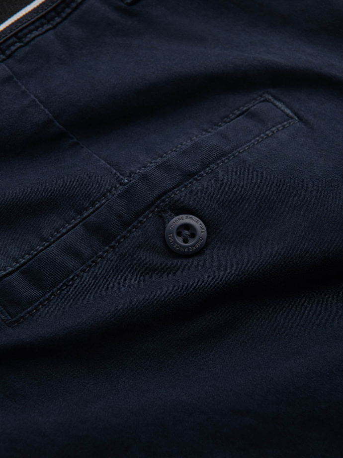 Pantaloni chino pentru bărbați cu talie decorativă - albastru marin V2 OM-PACP-0118