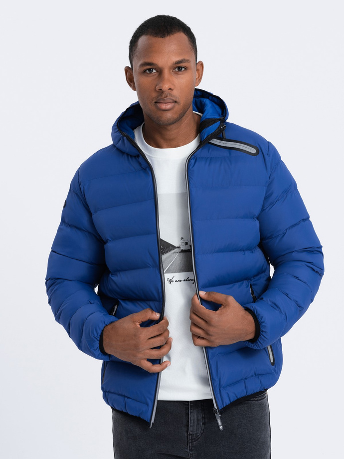 Men's winter quilted jacket - indigo C451