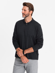 Men's longsleeve with zippered polo collar - black V8 OM-POLS-0130